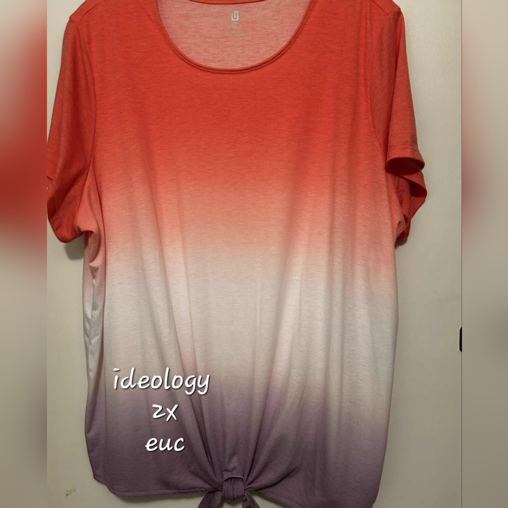 Ideology Women's Short Sleeve Ombre Top - Coral and Purple